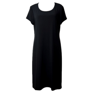 Chico's Easywear Stretch Short Sleeve Scoop Neck Black Dress - Size 1 (8/Medium)